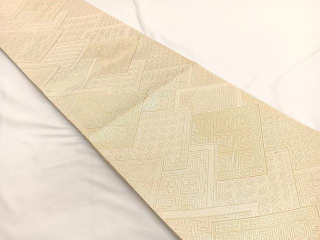 平和屋着物◎佐賀錦 全通柄袋帯 菱有職文様 金糸 正絹 逸品 BAAW4457hv