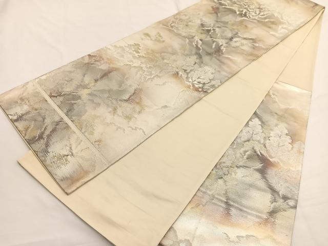 平和屋着物◎西陣 六通柄袋帯 樹林文 金銀糸 引箔 正絹 逸品 BAAW4459hv