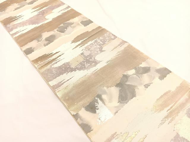 平和屋着物◎西陣　服部織物謹製　六通柄袋帯　こはく錦　霞文　金銀糸　正絹　逸品　BAAW4461hv