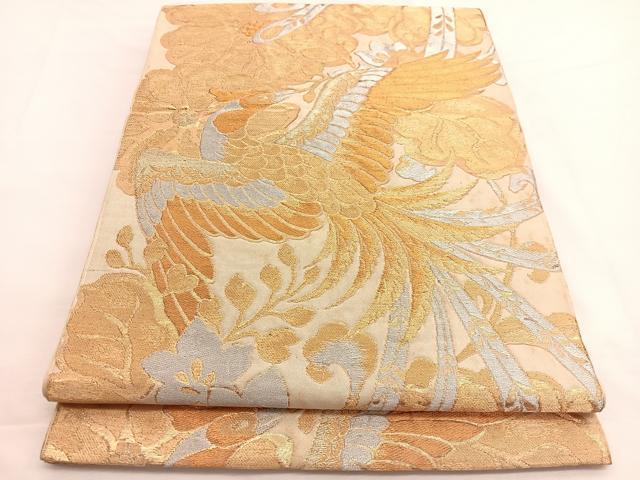 平和屋着物◎六通柄 本袋帯 鳳凰花文 金銀糸 正絹 逸品 BAAW4470hv