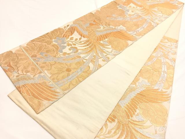 平和屋着物◎六通柄 本袋帯 鳳凰花文 金銀糸 正絹 逸品 BAAW4470hv