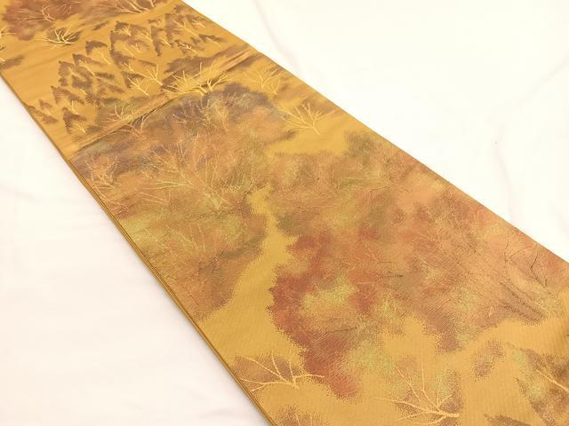 平和屋着物◎六通柄袋帯 唐織 樹林文 金糸 正絹 逸品 BAAW4473hv