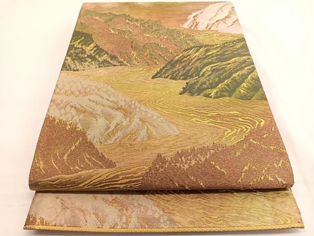 平和屋着物◎六通柄袋帯　ふるさと　金銀糸　正絹　逸品　BAAW4514hv