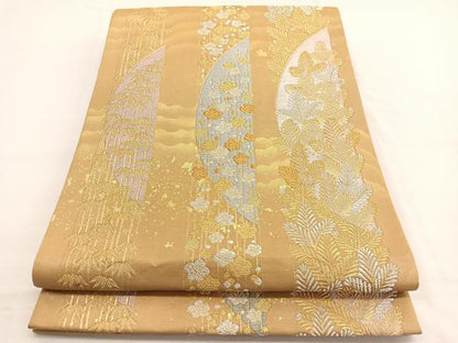 平和屋着物◎六通柄袋帯　蒔絵　松竹梅　金銀糸　正絹　逸品　BAAW4527hv