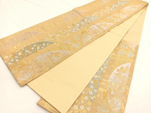 平和屋着物◎六通柄袋帯　蒔絵　松竹梅　金銀糸　正絹　逸品　BAAW4527hv