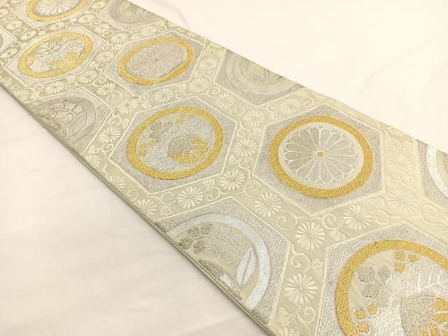 平和屋着物◎六通柄袋帯　大宮どんす　亀甲花丸文　金銀糸　正絹　逸品　BAAW4531hv