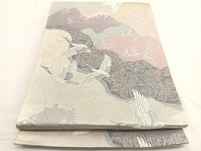 平和屋着物◎六通柄袋帯　唐織　洛外春秋抄　銀糸　正絹　逸品　BAAW4535hv