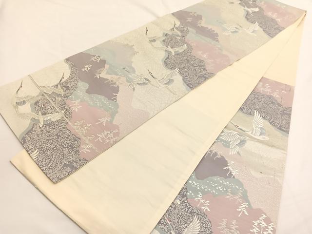 平和屋着物◎六通柄袋帯　唐織　洛外春秋抄　銀糸　正絹　逸品　BAAW4535hv