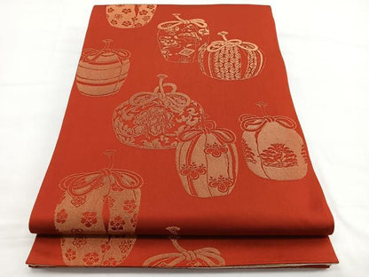 平和屋着物◎両面　全通柄袋帯　仕覆　金糸　正絹　逸品　BAAW4537hv