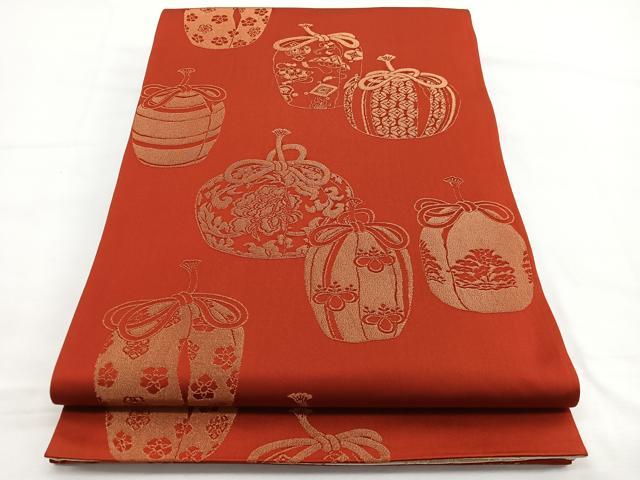 平和屋着物◎両面　全通柄袋帯　仕覆　金糸　正絹　逸品　BAAW4537hv