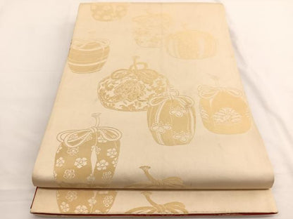 平和屋着物◎両面　全通柄袋帯　仕覆　金糸　正絹　逸品　BAAW4537hv
