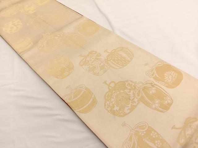 平和屋着物◎両面　全通柄袋帯　仕覆　金糸　正絹　逸品　BAAW4537hv