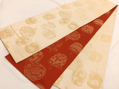 平和屋着物◎両面　全通柄袋帯　仕覆　金糸　正絹　逸品　BAAW4537hv
