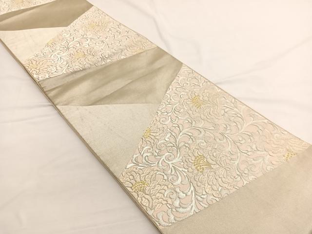 平和屋着物◎六通柄袋帯　唐織　切嵌花唐草文　金銀糸　正絹　逸品　BAAW4558hv
