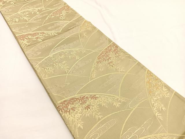 平和屋着物◎六通柄袋帯　流水笹文　金糸　正絹　逸品　BAAW4568hv