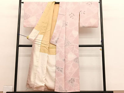 平和屋着物■上質な小紋 絞り 地紋起こし 切嵌有職花文 正絹 逸品 BAAW4574hv