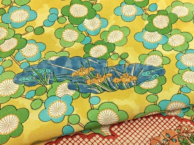 平和屋着物■上質な小紋 手描き 枝梅雲取り花文 正絹 逸品 BAAW4588hv