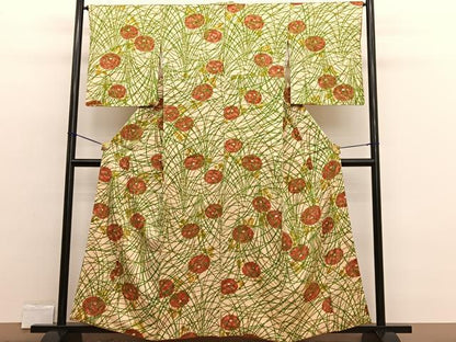 平和屋着物■上質な小紋 万寿菊 正絹 逸品 BAAW4591hv