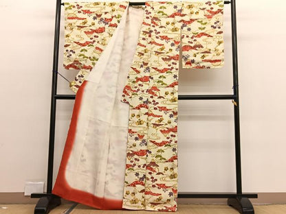 平和屋着物■上質な小紋 型染め 御所解花文 正絹 逸品 未使用 BAAW4608hv