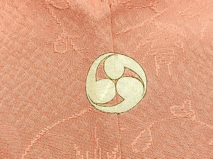 平和屋着物■上質な色無地 草花地紋 珊瑚朱色 正絹 逸品 BAAW4627hv