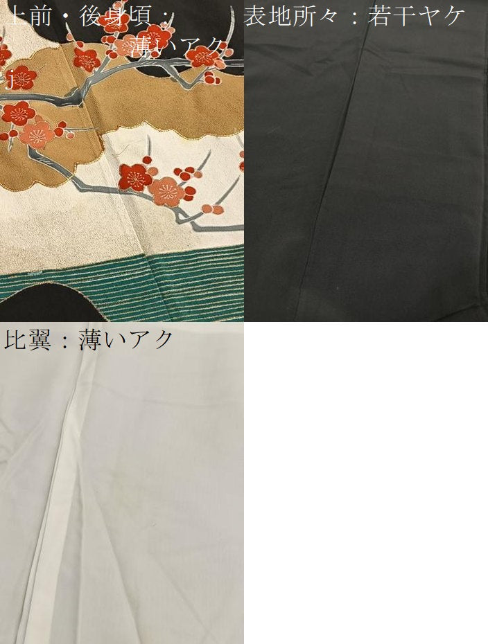 平和屋着物■豪華黒留袖　駒刺繍　休み鳥枝梅文　金彩　正絹　逸品　BAAW4628hv