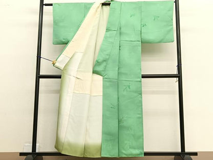 平和屋着物■上質な小紋 地紋起こし 枝葉文 暈し染め 正絹 逸品 BAAW4633hv