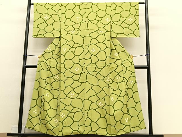 平和屋着物■上質な小紋 絞り 光琳花文 正絹 逸品 BAAW4641hv
