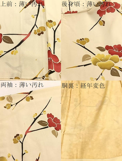 平和屋着物■上質な小紋 型染め 枝椿 正絹 逸品 BAAW4651hv