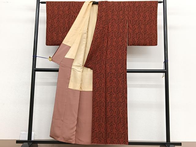 平和屋着物■上質なお召 文字文 正絹 逸品 BAAW4656hv