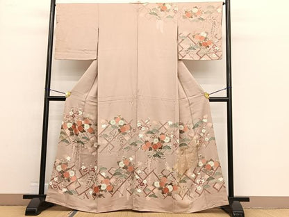 平和屋着物■訪問着 松竹梅花文 金彩 正絹 逸品 BAAW4662hv
