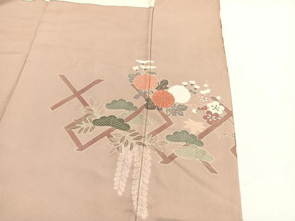 平和屋着物■訪問着 松竹梅花文 金彩 正絹 逸品 BAAW4662hv