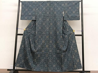 平和屋着物■上質な紬 亀甲花文 正絹 逸品 未使用 BAAW4686hv