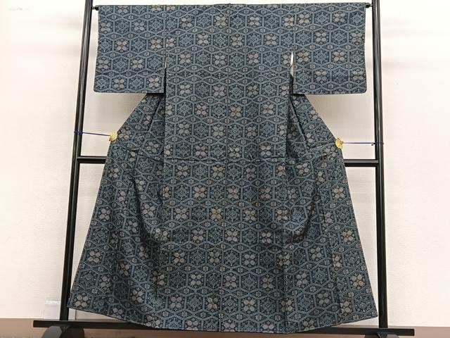 平和屋着物■上質な紬 亀甲花文 正絹 逸品 未使用 BAAW4686hv