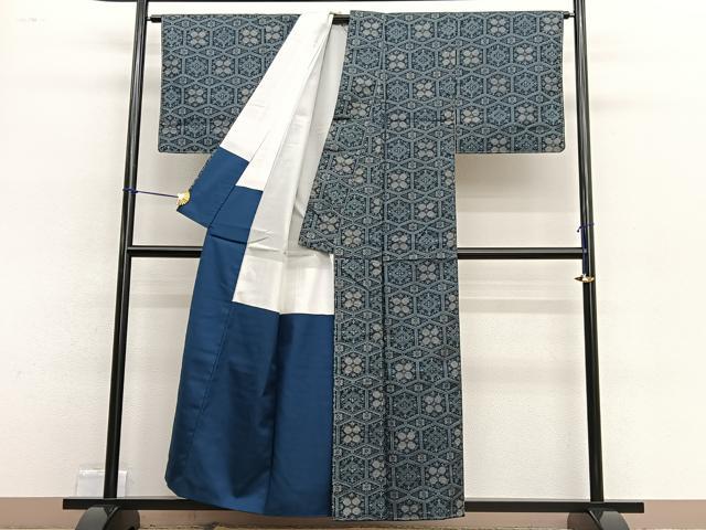平和屋着物■上質な紬 亀甲花文 正絹 逸品 未使用 BAAW4686hv