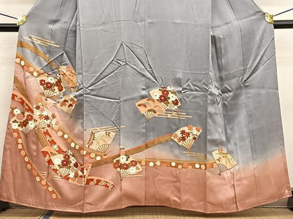 平和屋着物■訪問着 扇面花文 暈し染め 金彩 正絹 逸品 BAAW4691hv