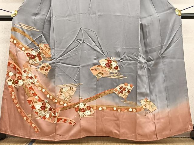 平和屋着物■訪問着 扇面花文 暈し染め 金彩 正絹 逸品 BAAW4691hv