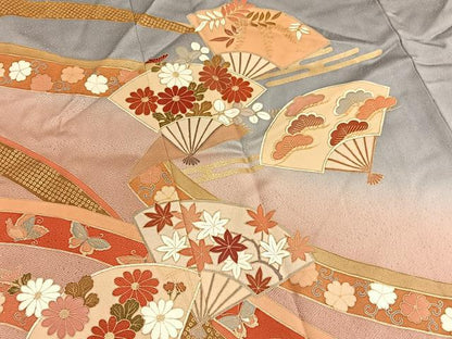 平和屋着物■訪問着 扇面花文 暈し染め 金彩 正絹 逸品 BAAW4691hv