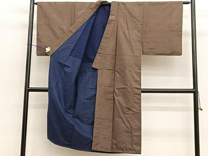 平和屋着物■男性 紬 格子 正絹 逸品 BAAW4692hv
