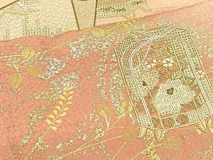 平和屋着物■中国三大刺繍　スワトウ刺繍　訪問着　貝桶花絵巻文　暈し染め　金銀彩　正絹　逸品　BAAW4718hv