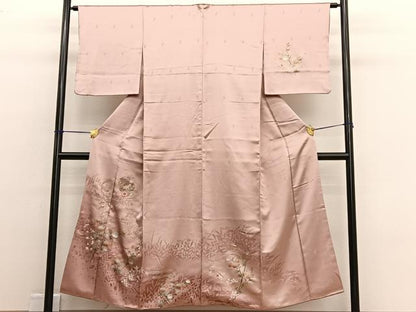 平和屋着物■中国三大刺繍　スワトウ相良刺繍　訪問着　草花文　金銀彩　正絹　逸品　BAAW4720hv