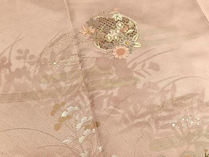 平和屋着物■中国三大刺繍　スワトウ相良刺繍　訪問着　草花文　金銀彩　正絹　逸品　BAAW4720hv