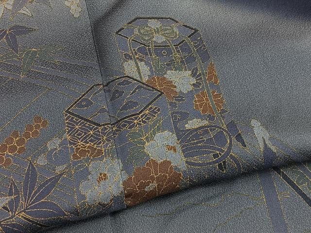 平和屋着物■訪問着　渡橋貝桶花文　暈し染め　金彩　正絹　逸品　BAAW4724hv