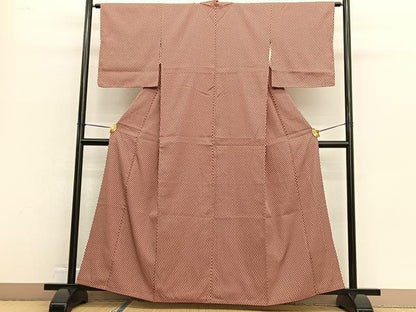 平和屋着物■上質なお召 矢羽文様 正絹 逸品 BAAW4733hv