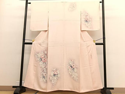 平和屋着物■訪問着　作家物　手描き　草花文　暈し染め　正絹　逸品　BAAW4737hv