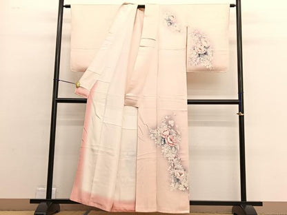 平和屋着物■訪問着　作家物　手描き　草花文　暈し染め　正絹　逸品　BAAW4737hv