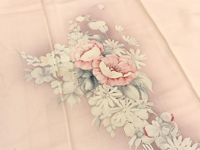 平和屋着物■訪問着　作家物　手描き　草花文　暈し染め　正絹　逸品　BAAW4737hv