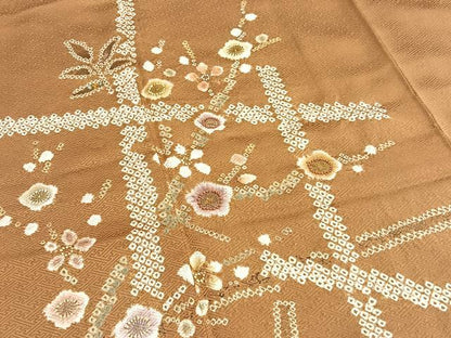 平和屋着物■訪問着　絞り　刺繍　枝梅文　金彩　正絹　逸品　BAAW4738hv