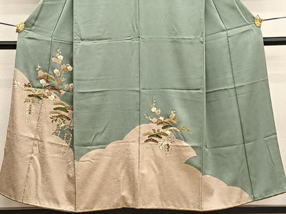 平和屋着物■訪問着 駒刺繍 絞り 雲取り松梅文 金彩 正絹 逸品 BAAW4746hv