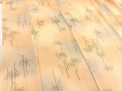 平和屋着物■上質な小紋 手描き 木立 暈し染め 正絹 逸品 BAAW4747hv