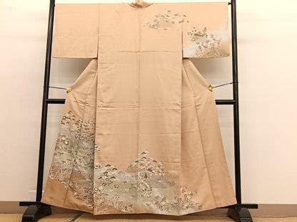 平和屋着物■訪問着　友禅　松竹梅風景文　暈し染め　正絹　逸品　BAAW4752hv